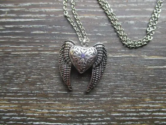 Heart with Wings & Gem Pendant