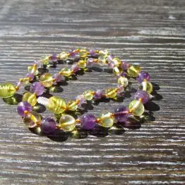 Amethyst with honey Amber teething necklace