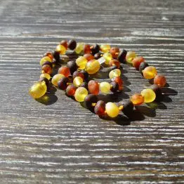 Raw multi-coloured amber teething necklace
