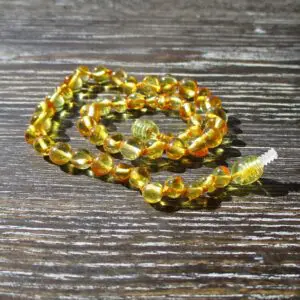 Lemon Polished Baltic amber Teething Necklace 32cm