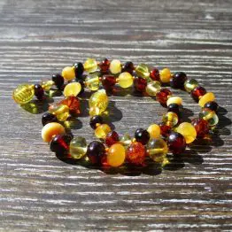Multi-Coloured Baltic Amber Teething Necklace 32cm