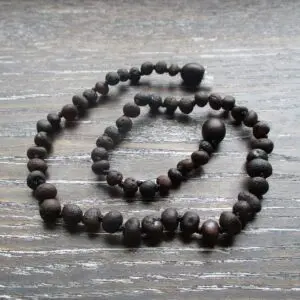 Raw Dark Baltic Amber Teething Necklace 32cm