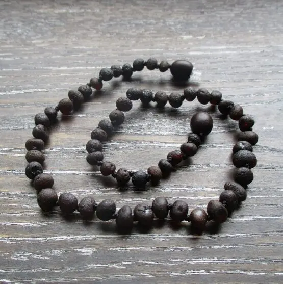 Raw Dark Baltic Amber Teething Necklace 32cm