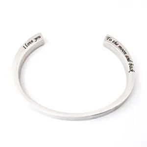 I love you to the moon and back memorial cuff bracelet