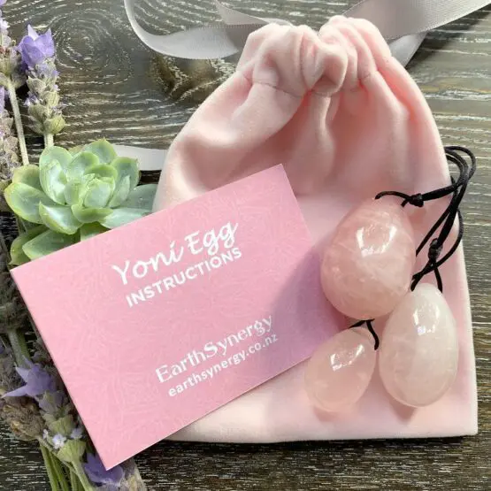 Rose quartz yoni egg set - drilled