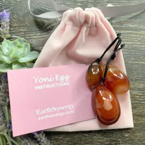 Carnelian yoni egg set - drilled