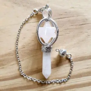 Rose Quartz Merkabah with Clear Quartz Point Pendulum