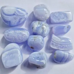 Blue Lace Agate Tumbles x 3