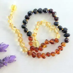Rainbow Baltic Amber Teething Necklace 38cm