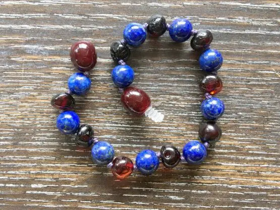 Lapis Lazuli & Dark Cherry Amber Bracelet