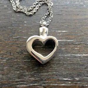 Heart outline memorial pendant