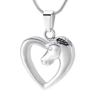 Horse in Heart memorial pendant