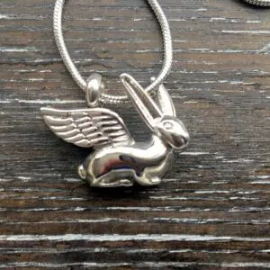 Rabbit with wings memorial pendant