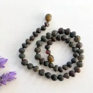 Raw Green Baltic Amber Teething Necklace 32cm