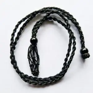Macrame crystal necklace with black beads