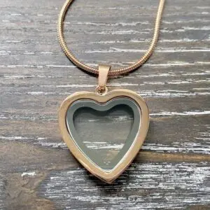 Rose gold glass heart memorial pendant