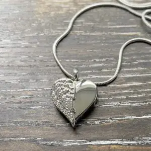 Heart with Angel Wing Memorial pendant