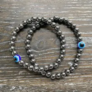 Hematite evil eye bracelet 2 sizes