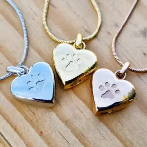 1 Paw in Heart Memorial Pendants - 3 colour options