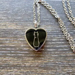 Cat on Heart Memorial Pendant