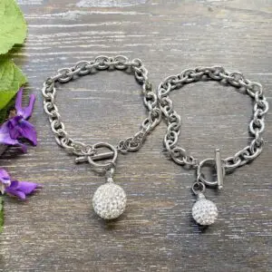 Zirconia ball on Chain bracelets x 2 sizes