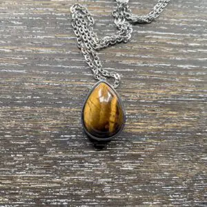 Tiger Eye Teardrop memorial pendant