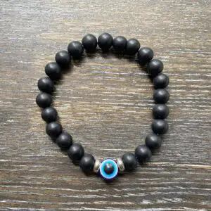 Matt Onyx evil eye bracelet 8mm