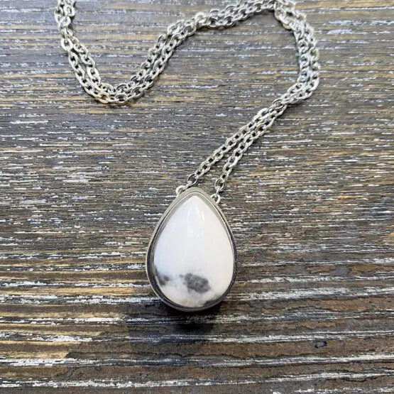 Howlite Teardrop memorial pendant