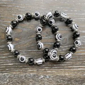 polished onyx evil eye bracelets 2 sizes