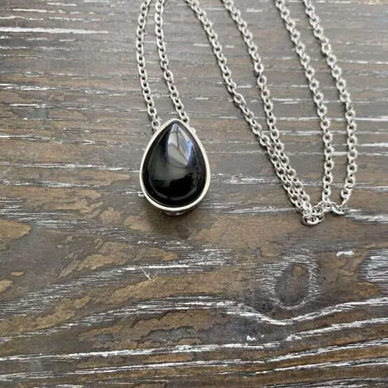 Obsidian Teardrop memorial pendant