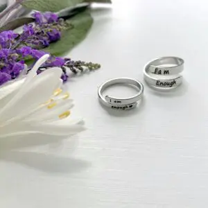 I am enough affirmation rings x 2