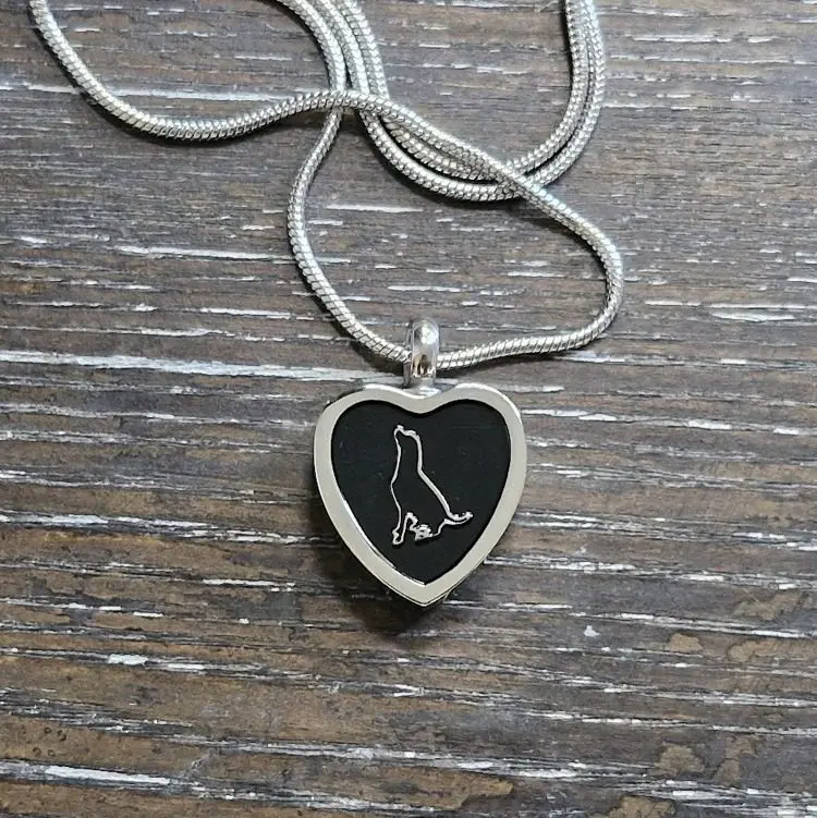 Dog in black heart memorial pendant