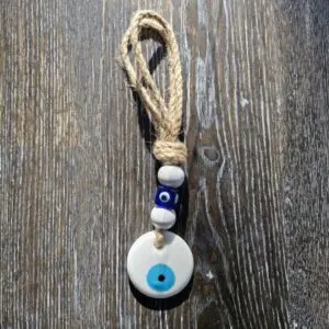 4cm White ceramic evil eye