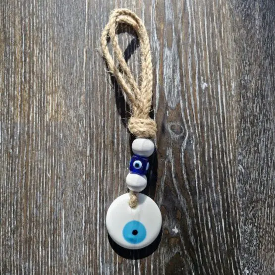 4cm White ceramic evil eye