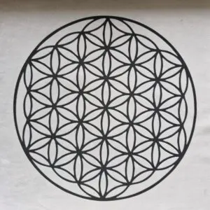Flower of Life grid on white velvet