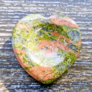 Unakite heart worry stone
