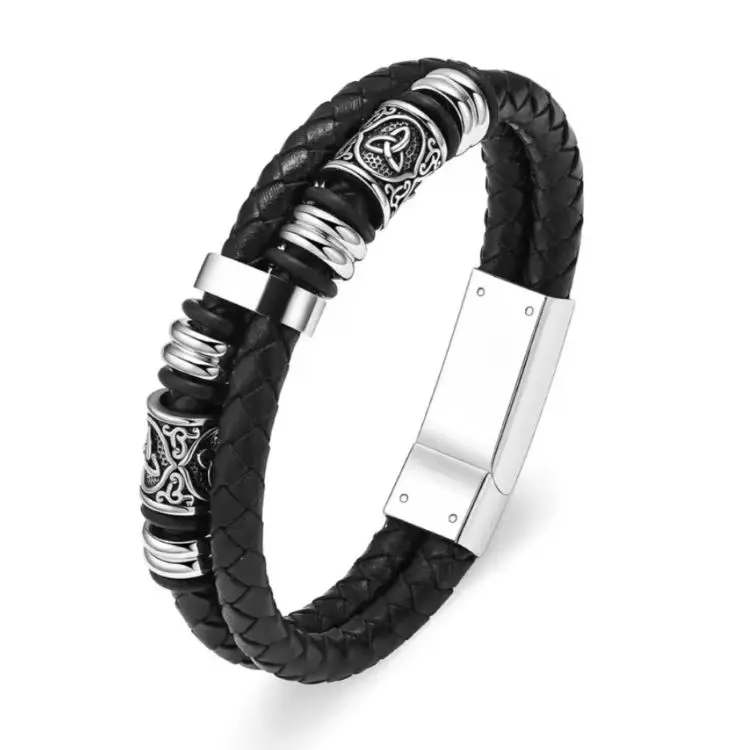 Leather memorial bracelet - Trinity knot