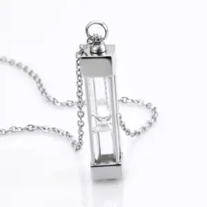 Glass Hourglass Memorial Pendant