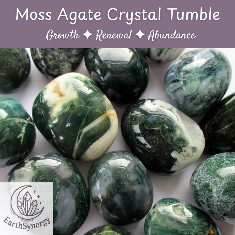 Moss Agate Crystal Tumble