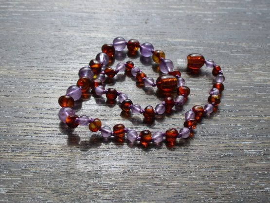 Amethyst & Cognac Amber Necklace