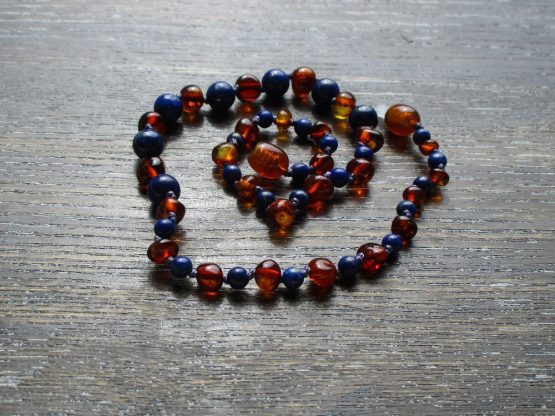 Lapis Lazuli & Cognac Amber Necklace