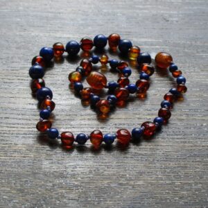 Lapis Lazuli & Cognac Amber teething necklace