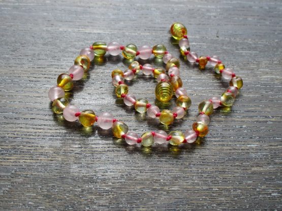 Rose Quartz & Honey Amber Necklace