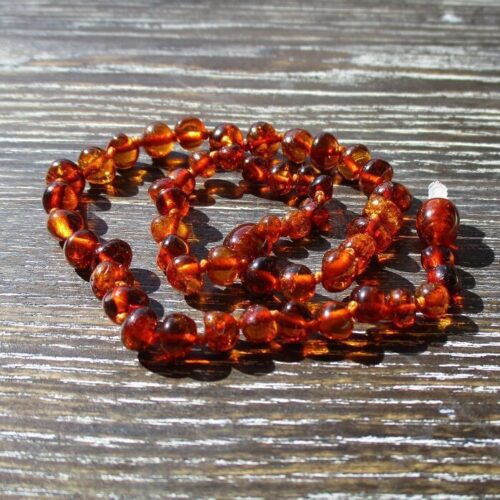 cognac amber teething necklace 32cm