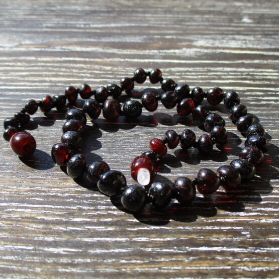 dark cherry polished amber teething necklace 32cm