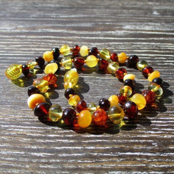 Multi-Coloured Baltic Amber Teething Necklace 32cm