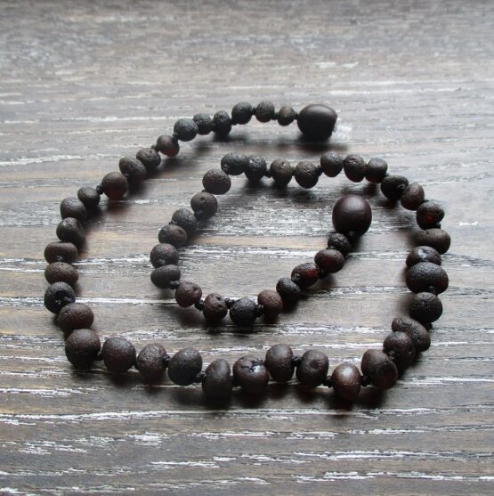 Raw Dark Baltic Amber Teething Necklace 32cm