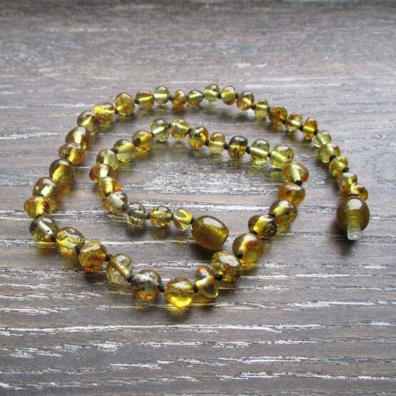 Light Green Polished Baltic Amber Teething Necklace