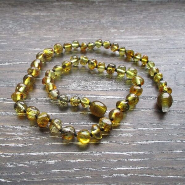 Light Green Polished Baltic Amber Teething Necklace