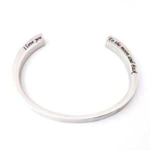 I love you to the moon and back memorial cuff bracelet